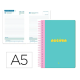 AGENDA ESCOLAR LIDERPAPEL 25-26 ESPIRAL CLASSIC AZUL TURQUESA DIA PAGINA A5 BILINGÜE PAPEL FSC 70 GR