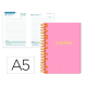 AGENDA ESCOLAR LIDERPAPEL 25-26 ESPIRAL CLASSIC ROSA DIAPAGINA A5 BILINGÜE PAPEL FSC 70 GR