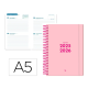 AGENDA ESCOLAR LIDERPAPEL 25-26 ESPIRAL BASIC ROSA 2 DIAS PAGINA A5 BILINGÜE PAPEL FSC 70 GR