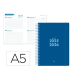 AGENDA ESCOLAR LIDERPAPEL 25-26 ESPIRAL BASIC AZUL OSCURO 2 DIAS PAGINA A5 BILINGÜE PAPEL FSC 70 GR