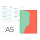 AGENDA ESCOLAR LIDERPAPEL 25-26 ESPIRAL WAVES ROJO SEMANA VISTA A5 BILINGÜE PAPEL FSC 80 GR