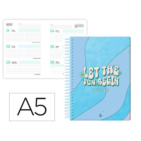 AGENDA ESCOLAR LIDERPAPEL 25-26 ESPIRAL ZANTE DIA PAGINA A5 BILINGÜE PAPEL FSC 80 GR