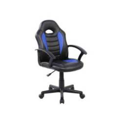 SILLA ROCADA GAMING CON BRAZOS FIJOS BASE NYLON CON RUEDAS SIMILPIEL NEGRO/AZUL 435X430X880-995 MM
