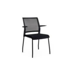 SILLA ROCADA CONFIDENTE BRAZOS FIJOS ESTRUCTURA METALICA ASIENTO TELA IGNIFUGA NEGRO RESPALDO MALLA