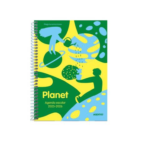 AGENDA ESPIRAL ADDITIO ESCOLAR PLANET DIN A5 SEMANA VISTA 128 PAGINAS TAPA POLIPROPILENO 150X210 MM