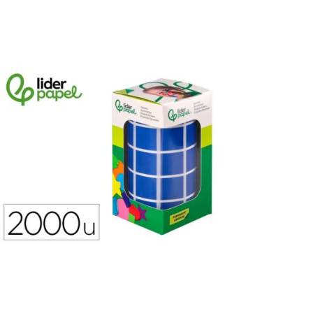 GOMETS LIDERPAPEL AUTOADHESIVO S CUADRADO 20X20 MM AZUL ROLLO DE 2000 UNIDADES EN CAJA DE CARTON