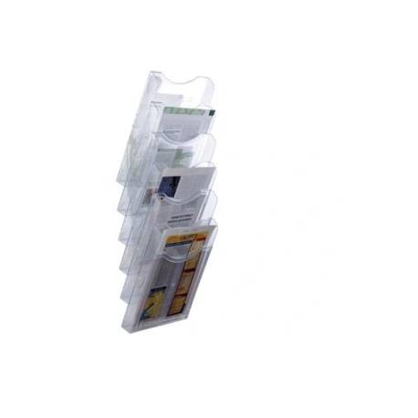 EXPOSITOR MURAL ARCHIVO 2000 DE PARED 6 BANDEJAS DIN A4 TRANSPARENTE 155X239X665 MM SEPARADORES MOVILES AJUSTABLES