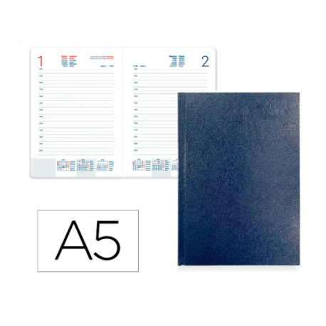 AGENDA ENCUADERNADA LIDERPAPEL CORFU 150X210 MM 2026 DIA PAGINA AZUL PAPEL 60 GR