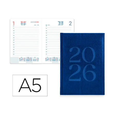 AGENDA ENCUADERNADA LIDERPAPEL CRETA 150X210 MM 2026 DIA PAGINA AZUL PAPEL 70 GR