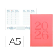 AGENDA ENCUADERNADA LIDERPAPEL CRETA 150X210 MM 2026 SEMANA VISTA PINK PAPEL 70 GR