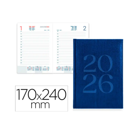 AGENDA ENCUADERNADA LIDERPAPEL CRETA 170X240 MM 2026 DIA PAGINA AZUL PAPEL 70 GR