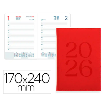 AGENDA ENCUADERNADA LIDERPAPEL CRETA 170X240 MM 2026 DIA PAGINA BURGUNDY PAPEL 70 GR