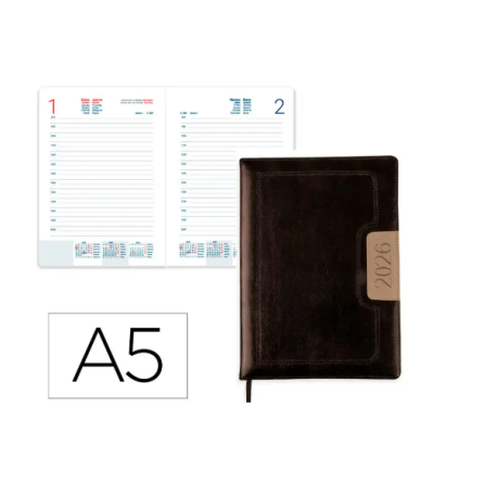 AGENDA ENCUADERNADA LIDERPAPEL DORIOS 150X210 MM 2026 DIA PAGINA DESIGN 1 PAPEL 70 GR