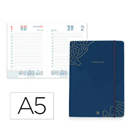 AGENDA ENCUADERNADA LIDERPAPEL EFIRA A5 2026 DIA PAGINA DESIGN 1 PAPEL 70 GR