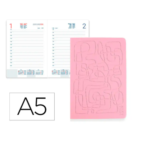 AGENDA ENCUADERNADA LIDERPAPEL ICARIA A5 2026 DIA PAGINA DESIGN 4 PAPEL 70 GR