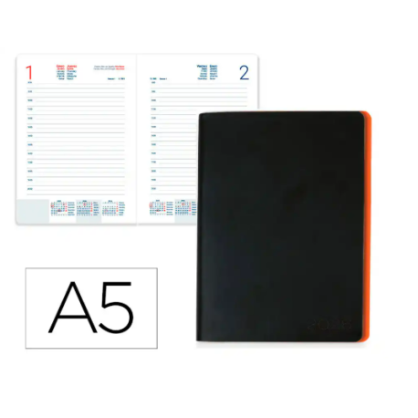 AGENDA ENCUADERNADA LIDERPAPEL SIFNOS A5 2026 NARANJA PAPEL 70 GR FSC