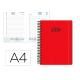 AGENDA ESPIRAL LIDERPAPEL CLASSIC A4 2026 DIA PAGINA ROJO PAPEL 70 GR FSC
