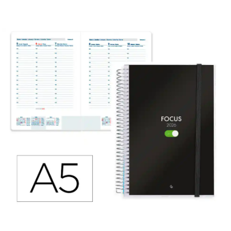 AGENDA ESPIRAL LIDERPAPEL TINOS A5 2026 SEMANA VISTA PERSONALIZABLE APEL 70 GR FSC