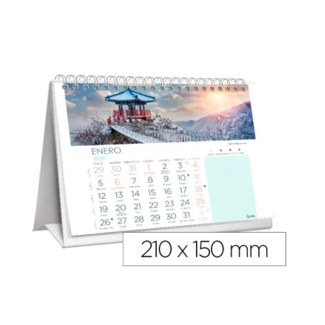 CALENDARIO ESPIRAL TRIANGULAR LIDERPAPEL DE SOBREMESA IMAGENES CIUDADES 2026 21X15 CM PAPEL 128 GR CON PEGATINAS