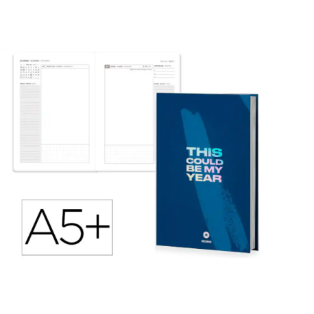 AGENDA ENCUADERNADA ANTARTIK MY YEAR A5+ 2026 DÍA PÁGINA AZUL OSCURO PAPEL 80G FSC