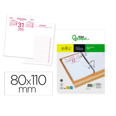 BLOC BUFETE LIDERPAPEL 2026 80X110 MM PAPEL 80 GR
