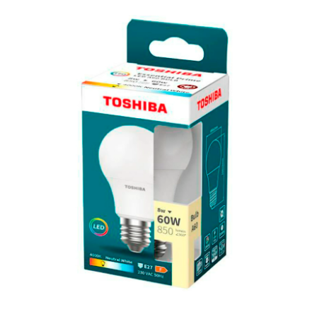 BOMBILLA LED TOSHIBA ESSENTIAL A60 E27 8W LUZ NEUTRA 4000K