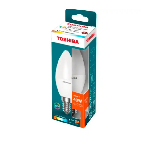 BOMBILLA LED TOSHIBA ESSENTIAL C37 E14 4.7W LUZ CALIDA 2700K