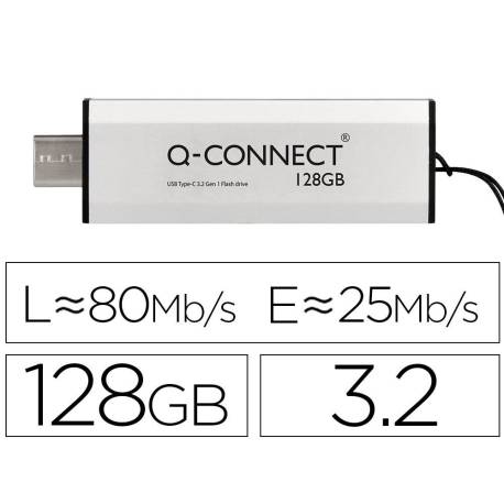 MEMORIA USB Q-CONNECT FLASH DRIVE 128 GB 3.2 TIPO C