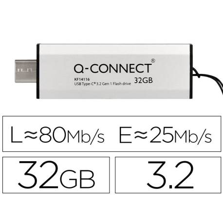 MEMORIA USB Q-CONNECT FLASH DRIVE 32 GB 3.2 TIPO C