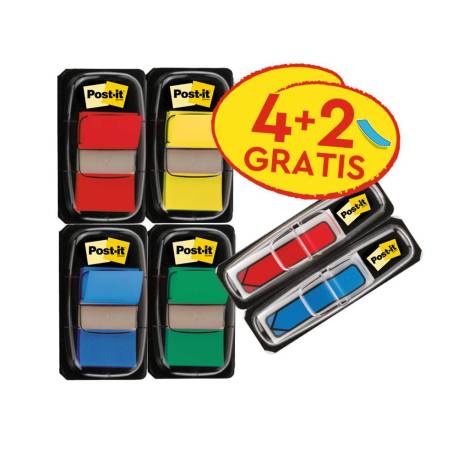 BANDERITAS SEPARADORAS POST-IT 680 DISPENSADOR 50 HOJAS 4 COLORES SURTIDOS + 2 DISPENSADORES 684 FLECHA 2