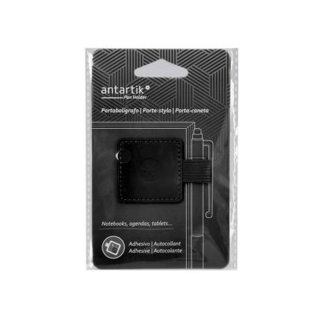 PORTABOLIGRAFO AUTOADHESIVO ANTARTIK PARA CUADERNO NOTE CON ELASTICO HASTA 15 MM GROSOR 80 MM NEGRO