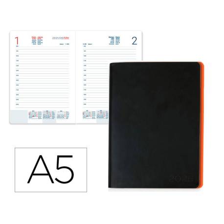 AGENDA ENCUADERNADA LIDERPAPEL SIFNOS A5 2026 NARANJA PAPEL 70 GR FSC