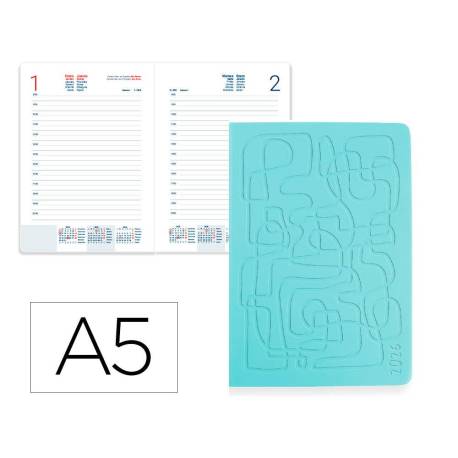 AGENDA ENCUADERNADA LIDERPAPEL ICARIA A5 2026 DIA PAGINA DESIGN 2 PAPEL 70 GR