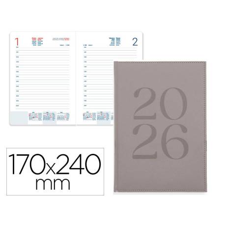 AGENDA ENCUADERNADA LIDERPAPEL CRETA 170X240 MM 2026 DIA PAGINA GRIS PAPEL 70 GR
