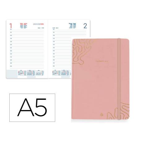 AGENDA ENCUADERNADA LIDERPAPEL EFIRA A5 2026 DIA PAGINA DESIGN 2 PAPEL 70 GR