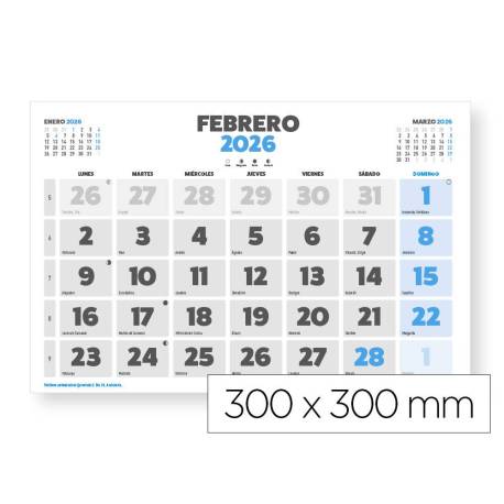 CALENDARIO PARED LIDERPAPEL CLASICO 2026 LOMO ENGOMADO 30X30 CM PAPEL 105 GR