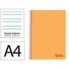 CUADERNO ESPIRAL LIDERPAPEL A4 WONDER TAPA PLASTICO 80H 90GR PAUTA ANCHA 3,5MM CON MARGEN COLOR NARANJA
