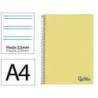 CUADERNO ESPIRAL LIDERPAPEL A4 WONDER TAPA PLASTICO 80H 90GR PAUTA ESTRECHA 2,5MM CON MARGEN COLOR AMARILLO