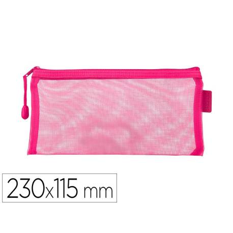BOLSA ZIPPER BAG LIDERPAPEL POLIESTER TRANSPIRABLE MULTIUSOS TICKET 230X115 MM ROSA