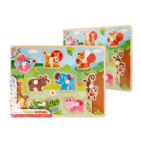 PUZLE INFANTIL IMAGINOVO MADERA ANIMALES +18 MESES 9 PIEZAS 30X22,5X1,5CM