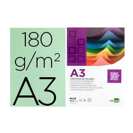 Cartulina Liderpapel color verde a3 180 g/m2