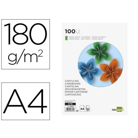 Cartulina Liderpapel color verde abeto a4 180 g/m2