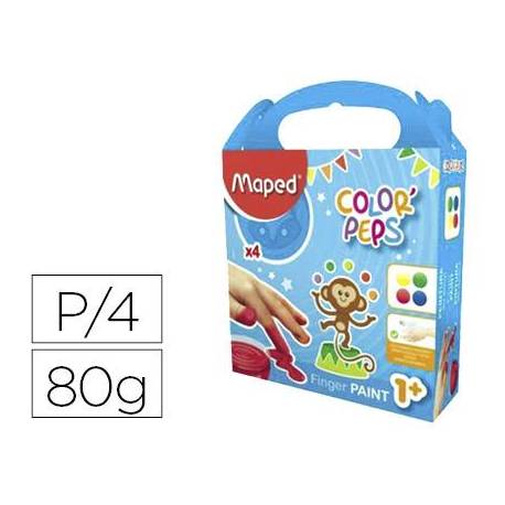 Pintura de Dedos Maped Color Peps de Colores Surtidos Caja de 4 botes de 80gr