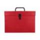 MALETIN LIDERPAPEL CON FUELLE Y ASA CARTON FORRADO 19 DEPARTAMENTOS 255X390X120 MM COLOR ROJO