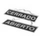 Letrero metalico serigrafiado abierto y cerrado con cadena y ventosa para colgar de 74x232 mm