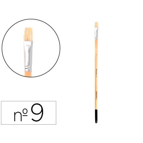 PINCEL PARA PINTURA AL OLEO Y ACRILICA LIDERPAPEL N 9 PUNTA PLANA DE PELO DE CERDA CERTIFICADO FSC