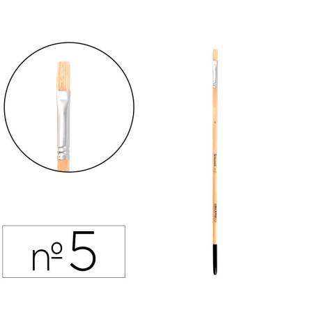 PINCEL PARA PINTURA AL OLEO Y ACRILICA LIDERPAPEL N 5 PUNTA PLANA DE PELO DE CERDA CERTIFICADO FSC