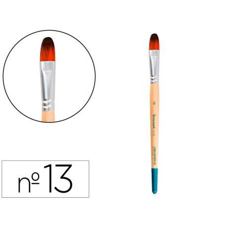 PINCEL PARA PINTURA ACRILICA Y ACUARELA LIDERPAPEL N 13 PUNTA FILBERT / LENGUA GATO DE PELO SINTETICO CERTIFICADO