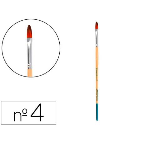 PINCEL PARA PINTURA ACRILICA Y ACUARELA LIDERPAPEL N 4 PUNTA FILBERT / LENGUA GATO DE PELO SINTETICO CERTIFICADO