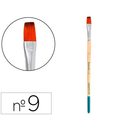 PINCEL PARA PINTURA ACRILICA Y ACUARELA LIDERPAPEL N 9 PUNTA PLANA DE PELO SINTETICO CERTIFICADO FSC